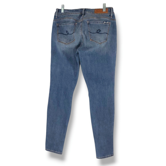 EUC Seven 7 Mid Rise Slim Fit Legging Denim Jeans Sz. 4 [27.5] x28 Vintage Blue - Picture 3 of 10